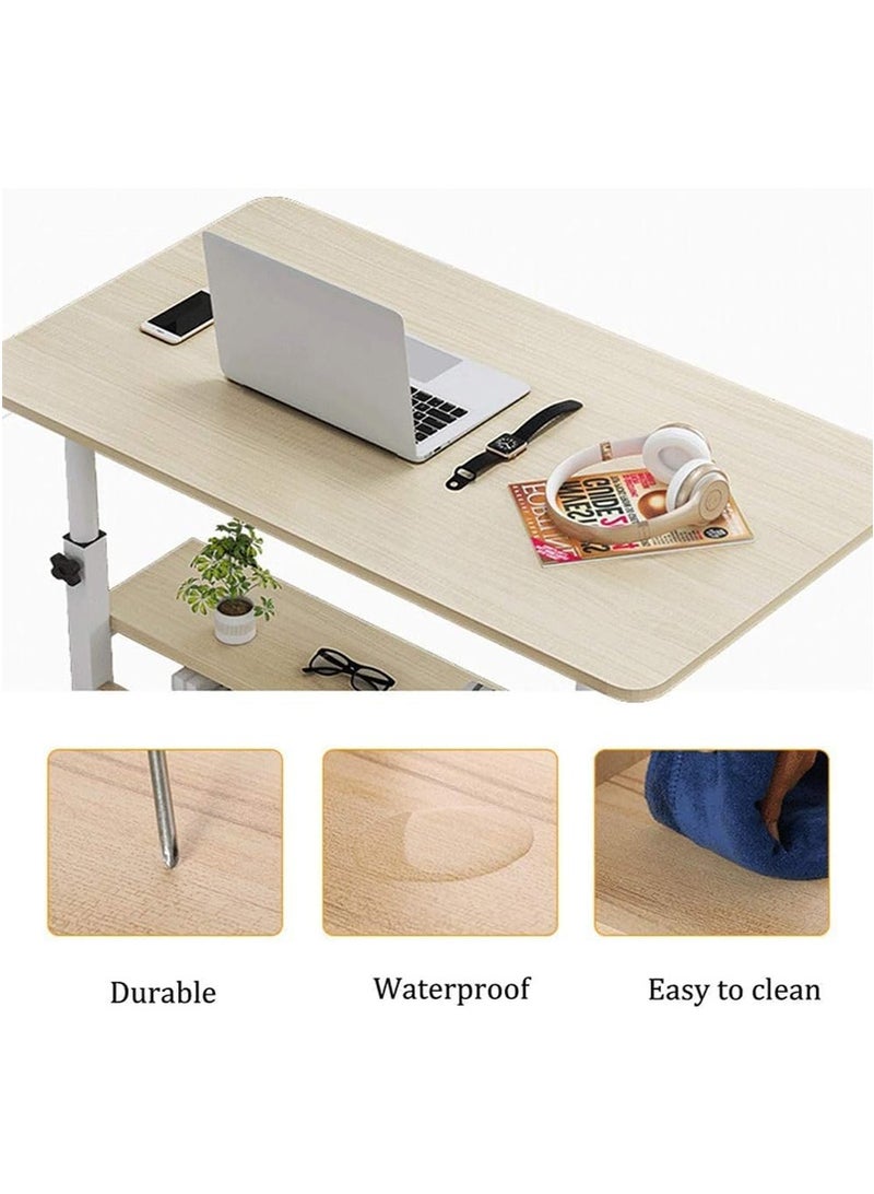 VUCATIN ﻿ 60  × 40 سم طاولة جانبية متنقلة للسرير والأريكة ، مكتب مكتب منزلي قابل للتعديل في الارتفاع ، مكتب دراسة الطلاب ، محطة عمل متنقلة للمساحة الصغيرة (لون الخشب) - Image 5